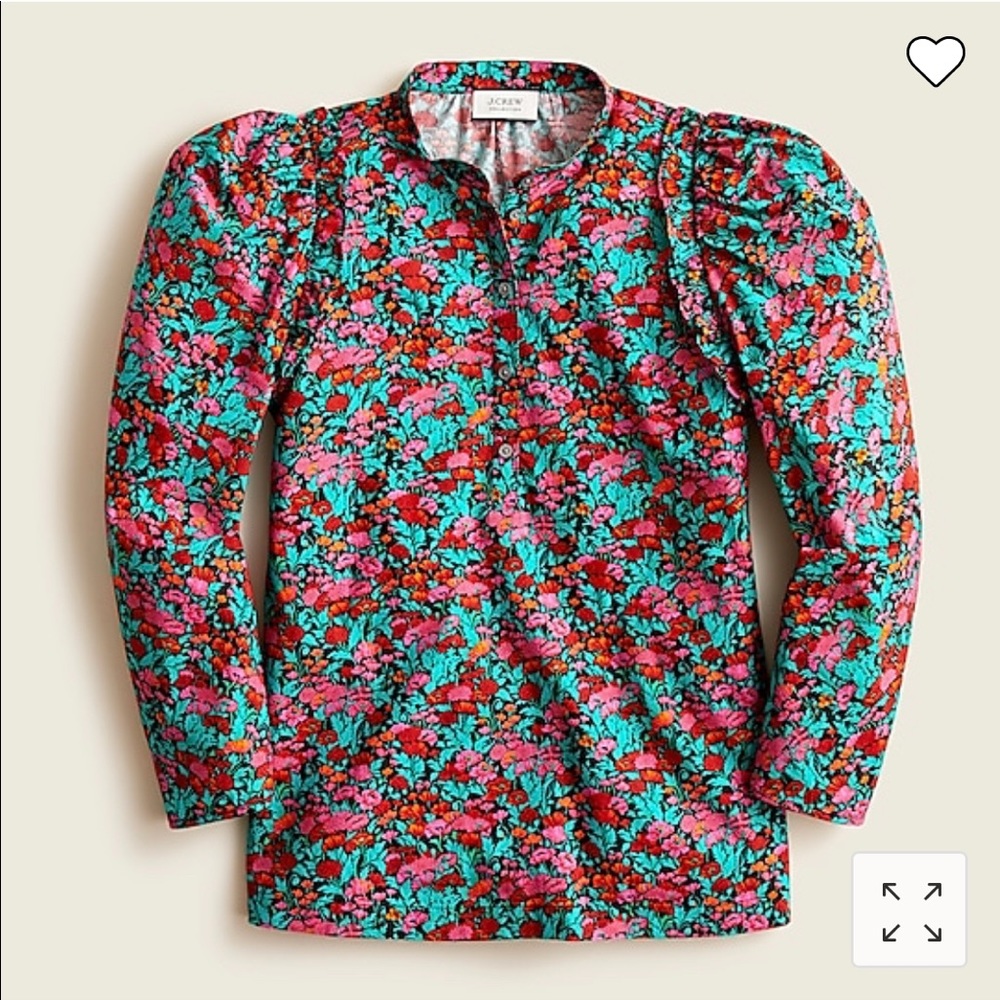 J. Crew Puff-sleeve top in Ratti® Red blooms
